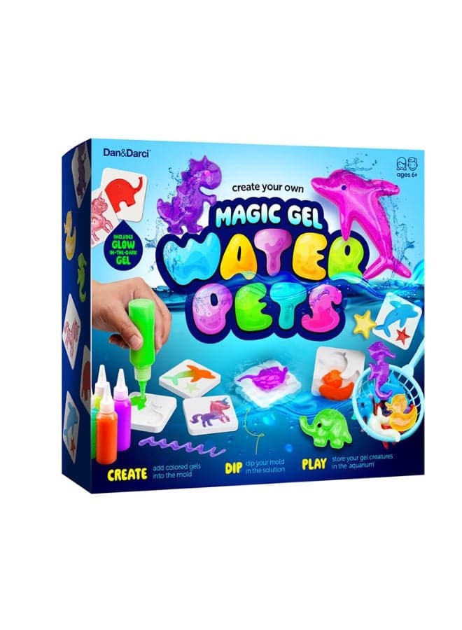 Dan&Darci Magic Gel Water Pets Kit, 8 Colors 3D DIY Water Gel Craft Kit with 10 Sea Animal Molds, Complete Creative Handmade Toy Set, STEM Educational Activity for Boys & Girls, Birthday & Holiday Gift