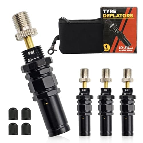 Handfly Tire Deflators, 4Pcs Adjustable Auto-Stop Tire Deflator Kit 10-30 PSI, Air Down Tool Off-Road Accessories 4x4 for Jeeps, Cars, Trucks, Motorcycles, ATVs