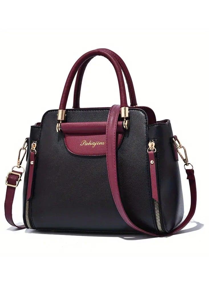 Casual Shoulder Bag, PU Leather Large Capacity Handbag Tote Bag For Men Women