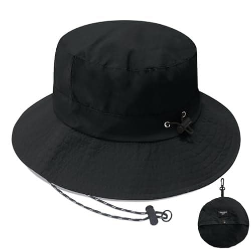 PFFY Waterproof Bucket Hat Rain Quick Dry Hats for Men Women Packable Sun Hat for Fishing Hiking Outdoors Solid Black