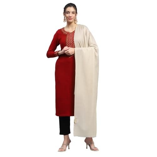 Monte Carlo Womens Solid Cream Reversible Shawl_224SHW7093-1-40