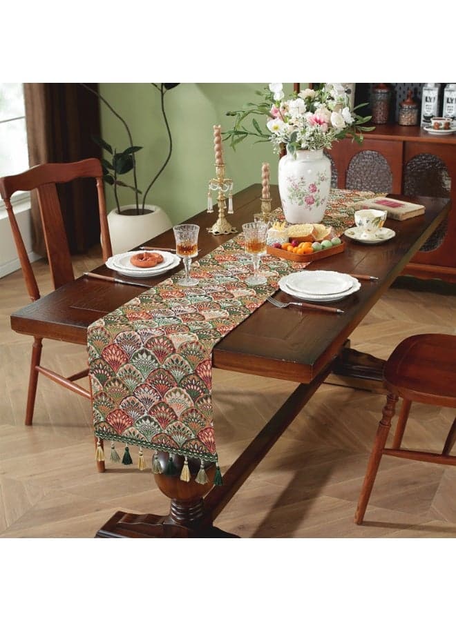 American retro long table runner, tea table, table cloth and flag, light luxury jacquard embroidery long tablecloth 30*180cm