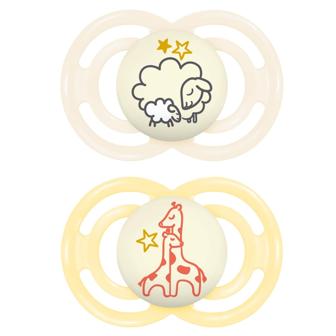 MAM Perfect Night Baby Pacifier Patented Nipple Glows in The Dark 2 Pack 6 Months Unisex