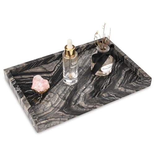 Marble Bathroom Vanity Tray Natural Luxury Vanity Home Kitchen Bathroom Table Tray Stone Decorative Countertop Dresser Trays for Key Coffee Perfume Jewelry Makeup Wood Grain 12x 8 x12