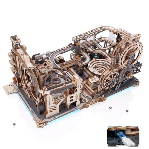 ROBOTIME 3D Puzzle Combination Set Marble Tracks Motorized Marble Spaceport LGC01Marble Night City LGA01Link Pack LG01 Engineering Gift Choice