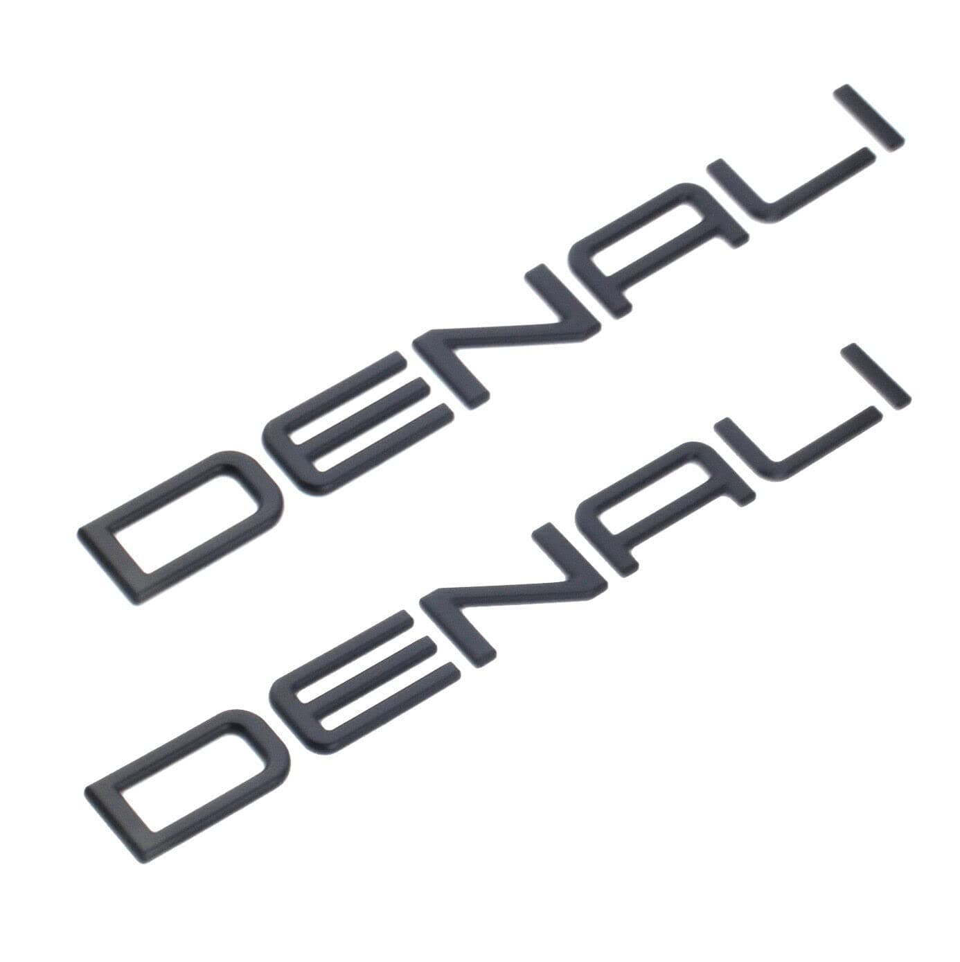 Pair Set Front Door Right and Left Denali Emblem Nameplate 3D Badge Liftgate Sticker Replacement for 0108 Denali Envoy Yukon15070426 Matte Black