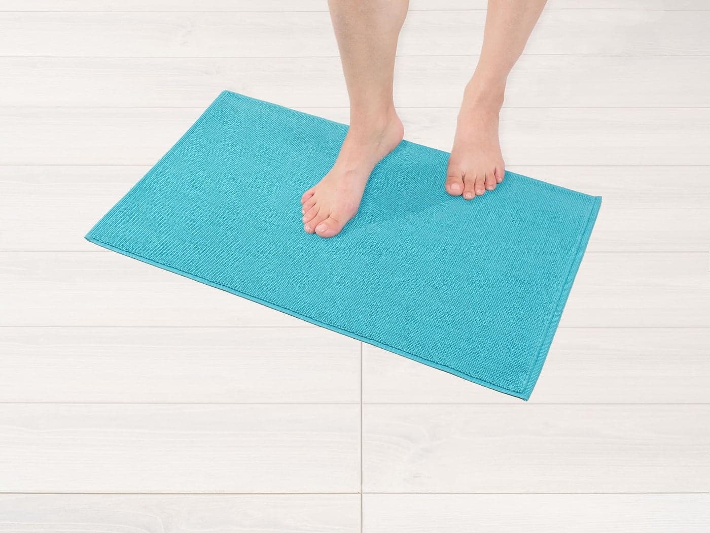 American Soft Linen Bath Rug 17 in 24 in 100 Cotton Bath Mats Rugs for Bathroom Slip Reducer Washable Shaggy Form Area Rugs Turquoise Blue Bath Rug