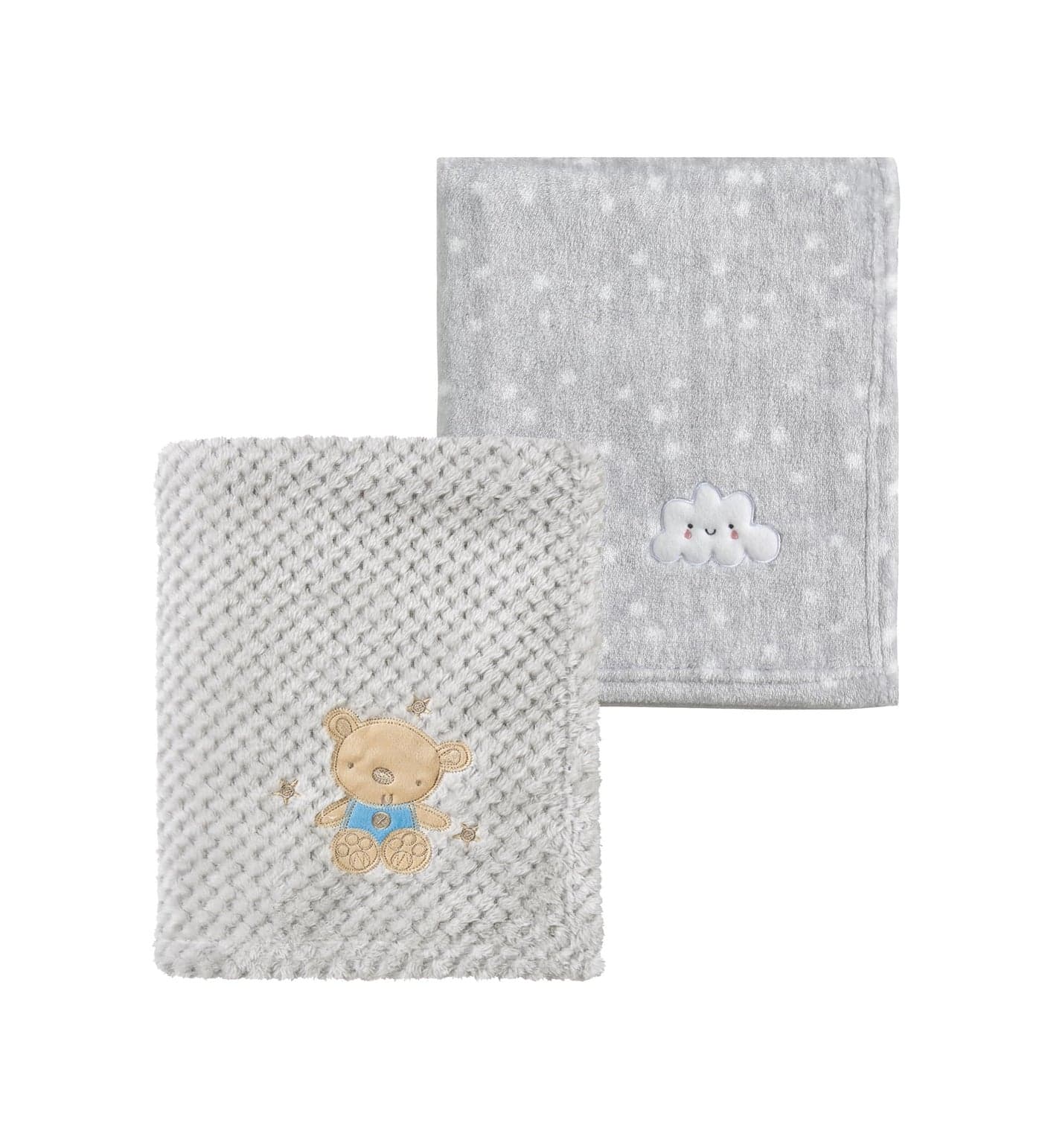 CREVENT 2Pcs 30''X40'' Cute Cozy Fluffy Warm Baby Blankets for Infants Toddlers' Bedding Crib Cot Stroller - Grey Cloud + Baby Bear