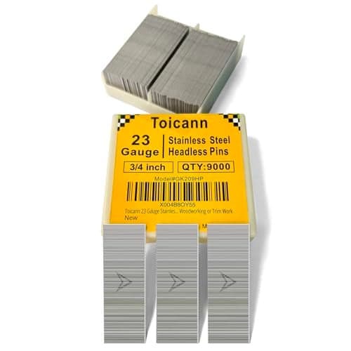 Toicann 23 Gauge Stainless Steel Pinner Nails 9000 pcs Headless Pin Nails for 23 GA Pneumatic or Electric Pinner or Pin nail gun, Ideal for Fine Woodworking or Trim Work (3/4"(9000 pcs))