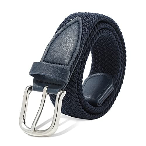 AWAYTR Kids Elastic Braided Belt - Pin Buckle Stretch Golf Baseball Belts for Boys and Girls Aged 4-12 Years (Navy blue)