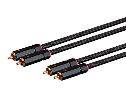 Monoprice Male RCA Two Channel Stereo Audio Cable Gold Plated Connectors Double Shielded 15 Feet Black Onix Series