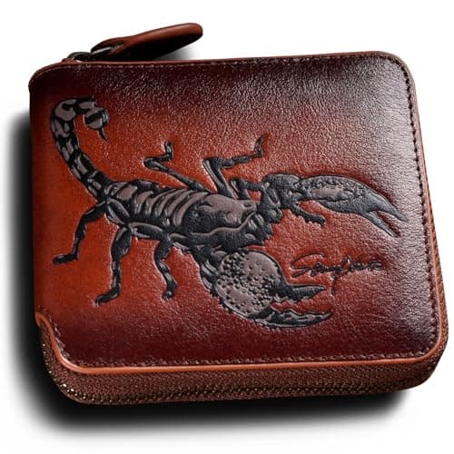skneephate Zipper Wallet For Men,Men's Leather Wallets With Coin Pocket,Extra Capacity,RFID Blocking,Gifts for Him Husband and Boyfriend Gift (brown)