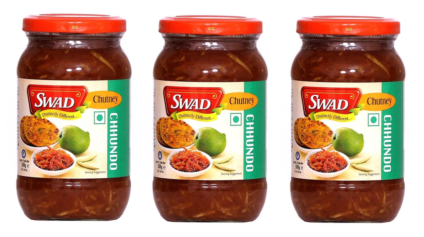 SWAD Traditional Delicious Mango Chhundo Pickle/Homemade Fresh Sweet Aam Chhunda/Meethi Chutney/Shredded Chatni Pouch-500g (Pack of 3)