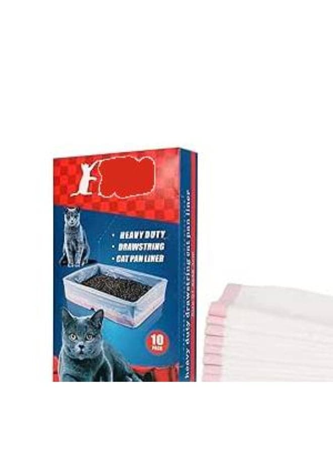 Drawstring Cat Litter Box Lining, Lazy No Shovel, Disposable Self closing, Leak Proof Toilet Bag, Strong, Durable, with Drawstring, Easy to Clean Suitable for Heavy Cat Litter Box,10 pcs