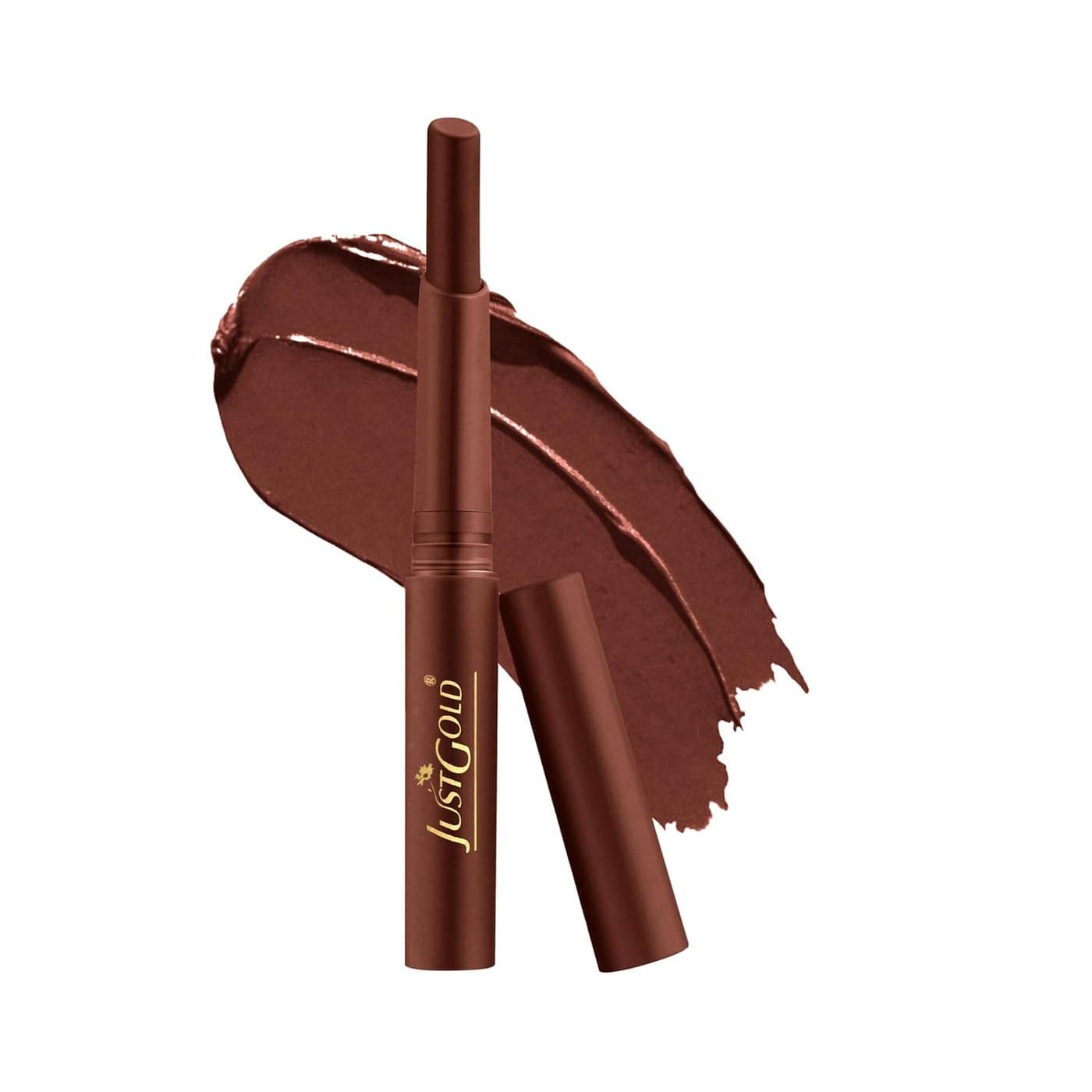 Just Gold Long Lasting Matte Finish Creamy matte lipstick with nourishment of vitamin E and Aloe vera L11 Dark Brown