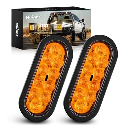 GOOACC 6Inch Oval Trailer Tail Light 2PCS 10LED Amber Turn Signals Lights w/Surface Mount Grommets Plugs IP67 Waterproof for Truck RV Tractor