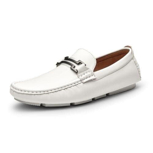 Bruno Marc Men's Driving Penny Loafers Casual Slip-on Moccasins Shoes,Size 8,White,HUGH-01