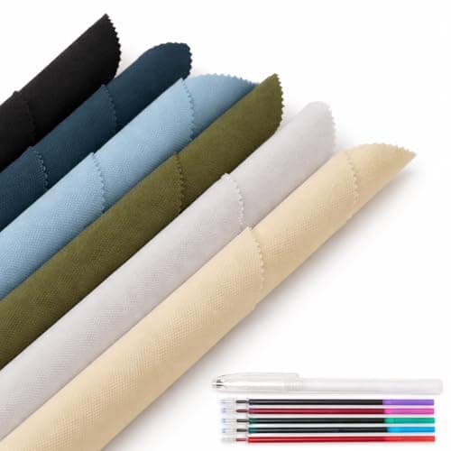KEPYDRMTF Embroidery Fabric Kit with WaterSoluble Pens 24pcs 6 Cotton Fabric Squares 118x118 6 Colored Pens for Embroidery Projects Upholstery Decoration DIY Crafts 12 PCS