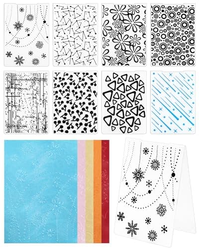 FIVEIZERO 2D3D 8 Pcs Embossing Folders for Card Making 58 x 41 Inch
