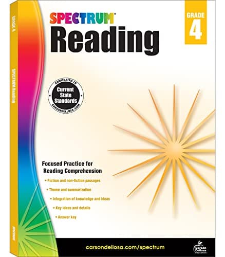Spectrum Reading Comprehension 4th Grade Workbooks, Summarizing Nonfiction and Fiction Passages, Identifying Themes, and More, Classroom or Homeschool Curriculum