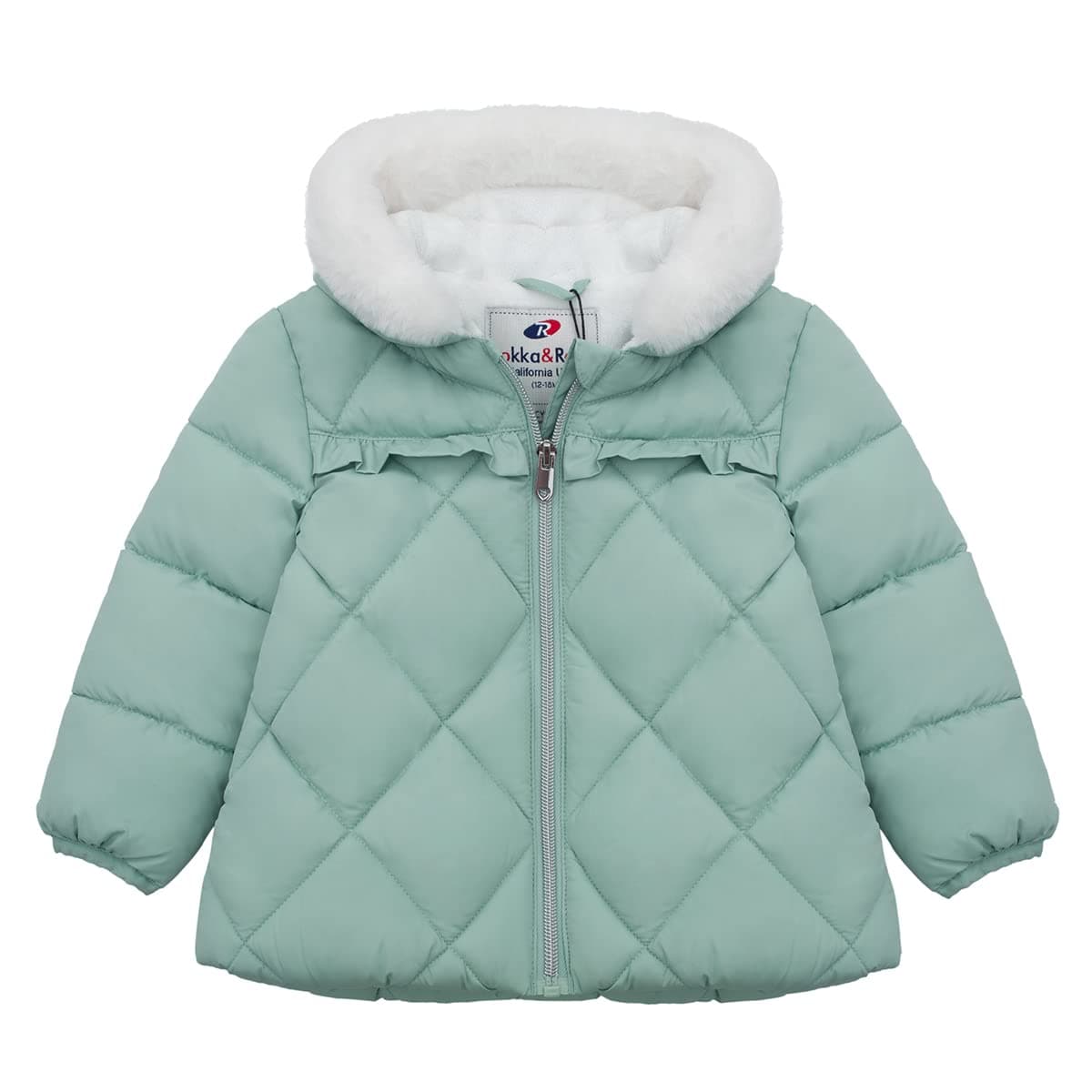 RokkaRolla Baby Girls WaterResistant Puffer Jacket Hooded Winter Coat with Soft Mini Fur Lining for Newborn Infant Toddler