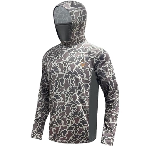 Palmyth Hunting Hoodie with Mask for Men Long Sleeve Sun Protection UV UPF 50 Camo Fishing Shirts Camo3 XL