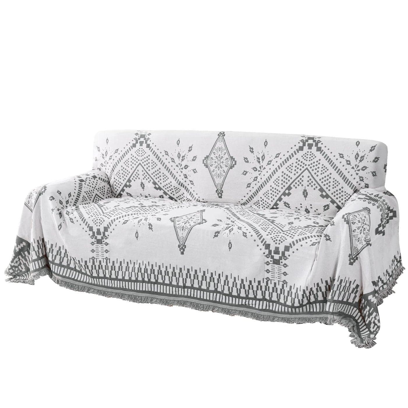 HVERSAILTEX Reversible Sofa Cover Couch Cover for Dog Sofa Slipcover for Most Shape Sofa Furniture Protector with Tassels Sectional Couch Cover XLarge 71 x 118 Dark GreyWhite