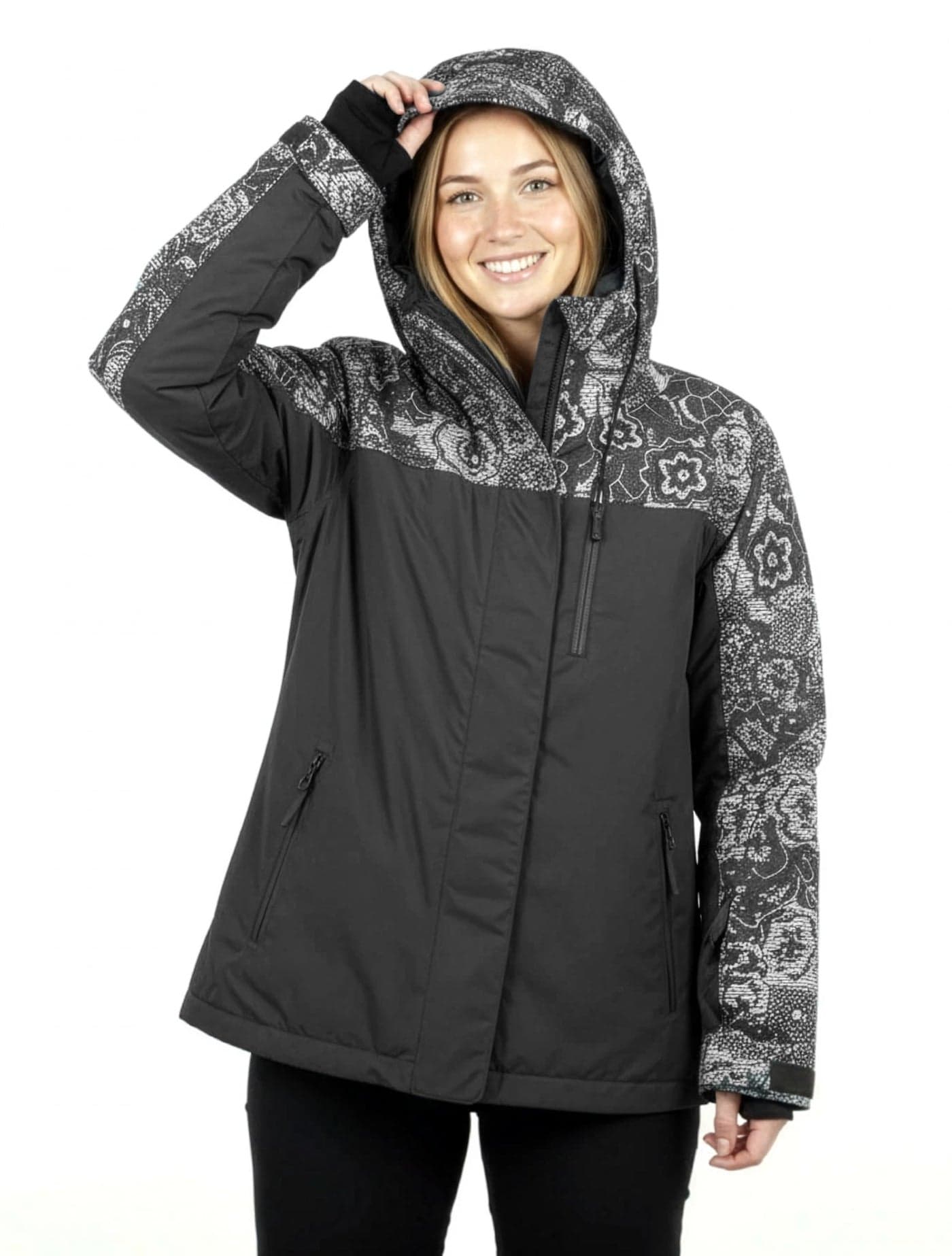Roxy Women's Jetty Block Jacket – 10K Waterproof, Insulated Snow Jacket, PFAS-Free, Recycled Fabric, Black Combo, Medium