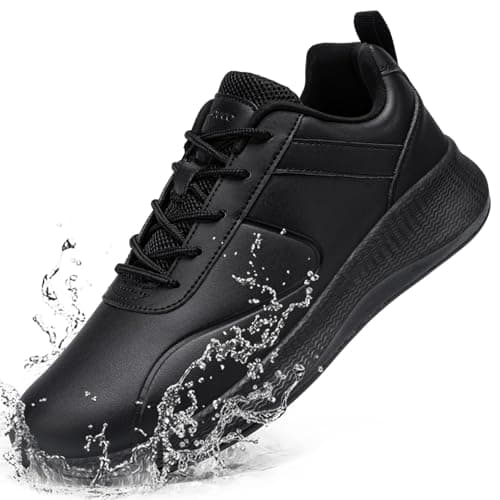 Taquco Non Slip Work Shoes for Women Food Service Lightweight Waterproof Kitchen Chef Shoe Restaurant Walk Sneakers Nursing Slip Resistant Footwear Black65