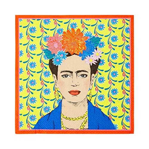 Talking Tables 20 x Yellow Frida Kahlo Print Paper Napkins Mexican Fiesta Boho Birthday Outdoor Dining Disposable Serviettes for Cinco De Mayo BBQ Decoupage 13 x 13