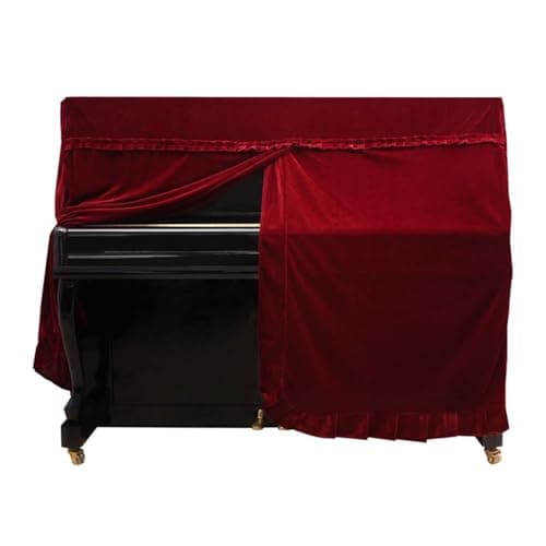 Upright Piano Cover, Colorfast Pleuche Full Piano Dust Proof Decorated Cover(Red)
