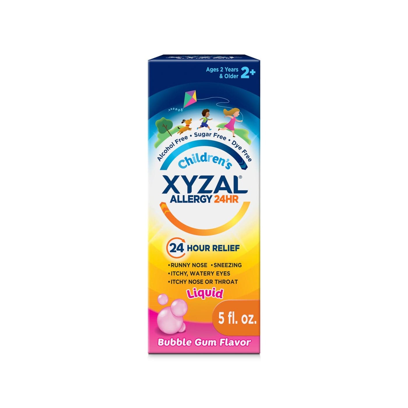 Xyzal Children's Oral Solution 24-Hour Allergy Relief for Kids, New Bubble Gum Flavor, 5 Fl. oz. (Alcohol-free, Sugar-free & Dye-free)