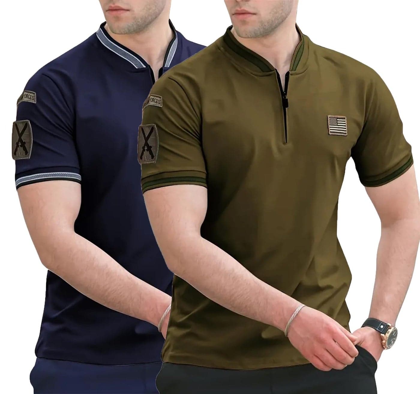 Lymio Polo T Shirt for Men || Men Casual T-Shirt || Polo Available in Combo Pack of 2 (POLO-52-53-OliveGreen-Blue-2XL)