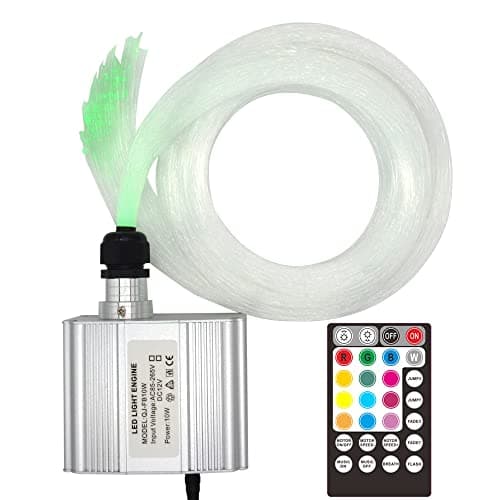Led Twinkle Fiber Optic Lights Star Ceiling Kit Headliner 10W RGBW RF Remote 200 Strands 6.5ft/2m Optical Fiber Lights for Cars and Room