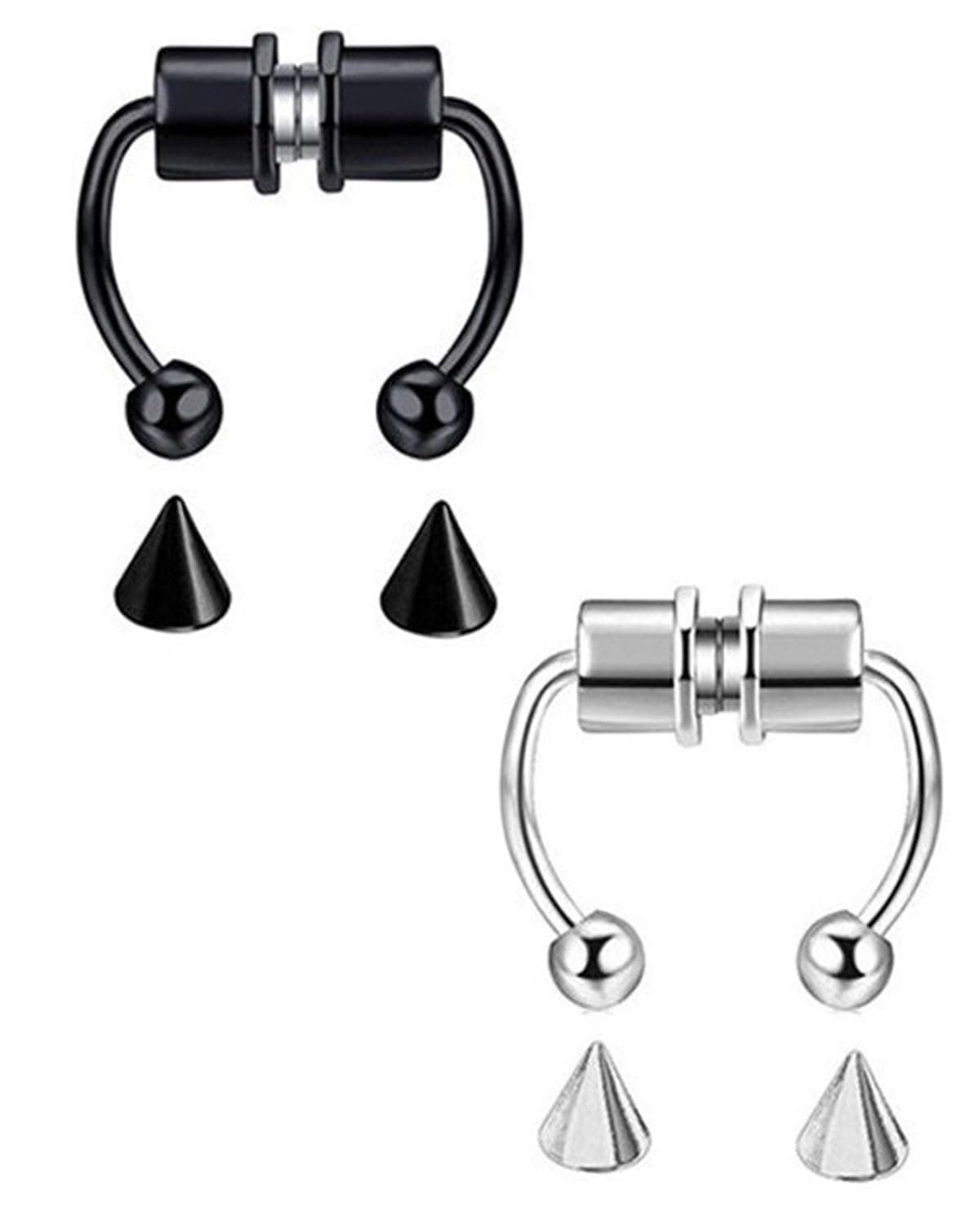MittiJoy 2 PCS Magnetic Nose Ring, Nose Ring, Septum Nose Ring, Without Piercing, Septum Ring, Punk Goth Accessory for Men and Women, Great for Cosplay