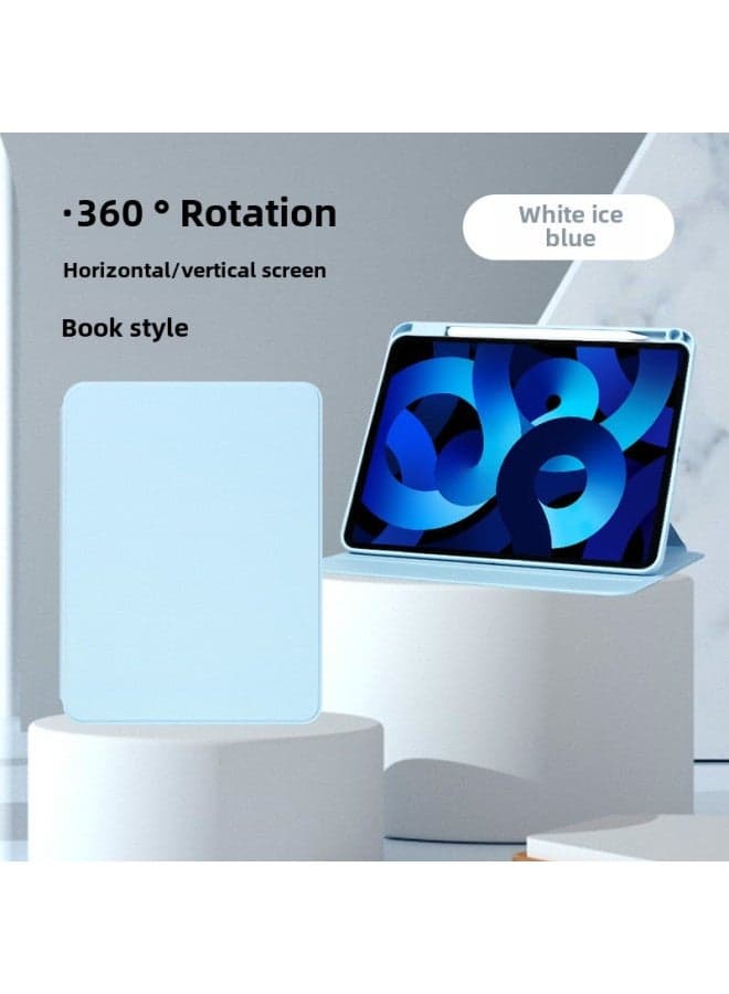 360-degree Rotating Ipad Pro 11 Tablet Protective Case Air4/5 Compatible 10.2 Acrylic 12.9 Leather Cover 2022 Suitable-Color:White Ice Blue 】-Applicable Model:Ipad Air (m2/m3/4/5)(small Camera Hole)