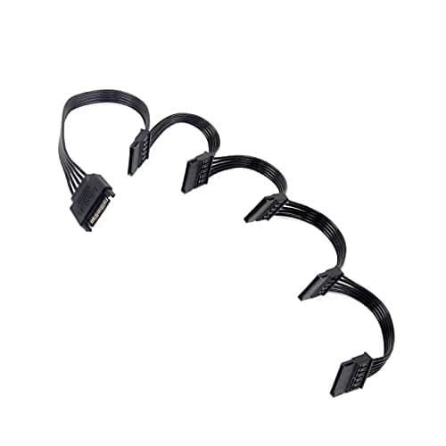 RGEEK SATA Power Splitter Cable - 24 Inches, 15 Pin to 5 SATA Power Splitter for HDD, SSD, Optical Drives