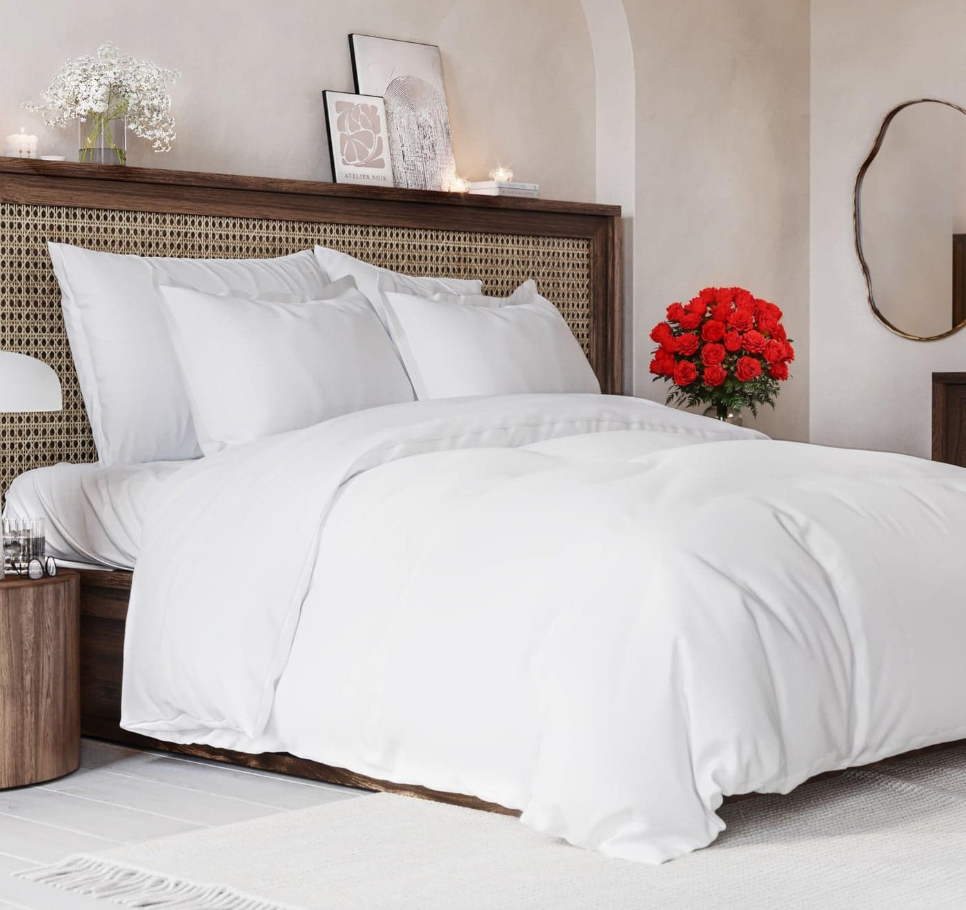 Duvet Cover Full Size Set - Extra Soft Full Size Duvet Cover 80 x 90 with 2 Pillow Shams - Hotel Luxury Quality Easy Care and Fade Free w/Zipper Closures & Ties - Comfy Breathable Bedding Set (White)