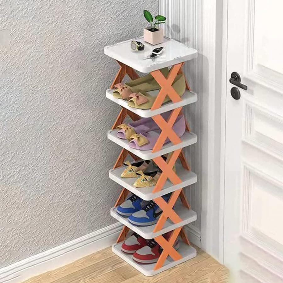 Brahmani Retailer Smart Shoe Rack With 6 Layer Shoes Stand Heavy Duty Plastic Shoe Shelf Storage Organizer Narrow Footwear Home 6 Layer Shoes Rack