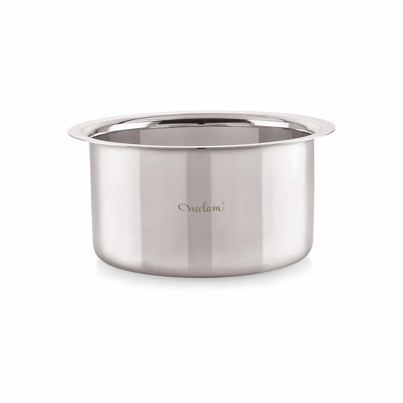 Neelam Stainless Steel 17 22 Gauge Induction Gas Stove Friendly Flat Bottom TopePatilaTopiya 5850 ml Ideal for Boiling Steaming and Cooking with Excellent Heat Retention Sliver