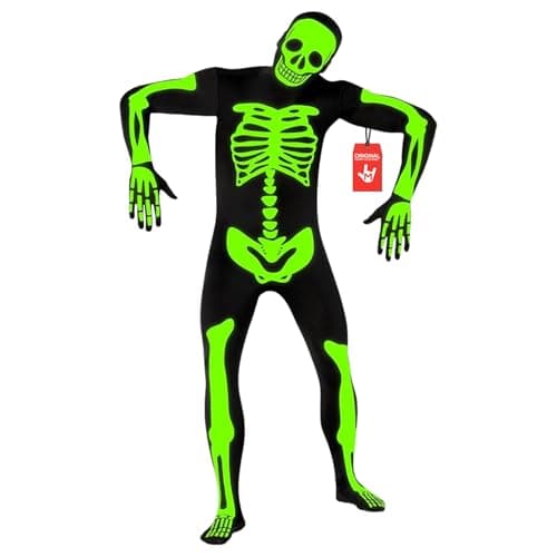 Morphsuits mens Glow Skeleton Morphsuit Fancy Dress adult sized costumes, Glow Skeleton, Large US (MPSGL)