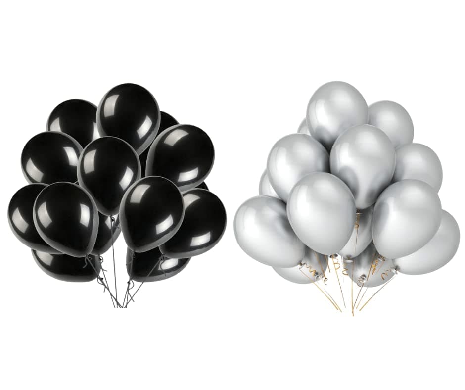 Vail Creations Metallic balloons Black Silver (Pack of 50)
