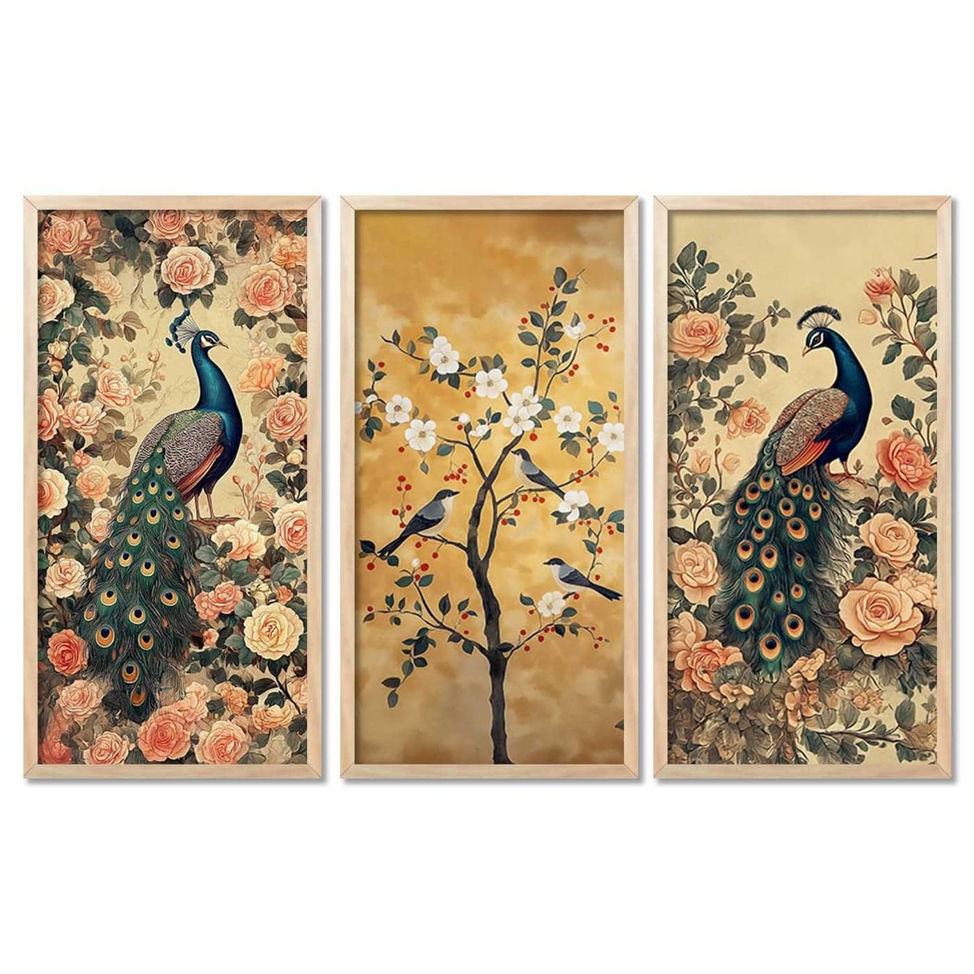 kotart Madhubani Art Wall Painting Traditional Home Decoration With Frame For Living Room Bed Room Hotel Wall Decor Digital Reprint Engineered Wood Set of 3 Art 6 10X19 inch Framed