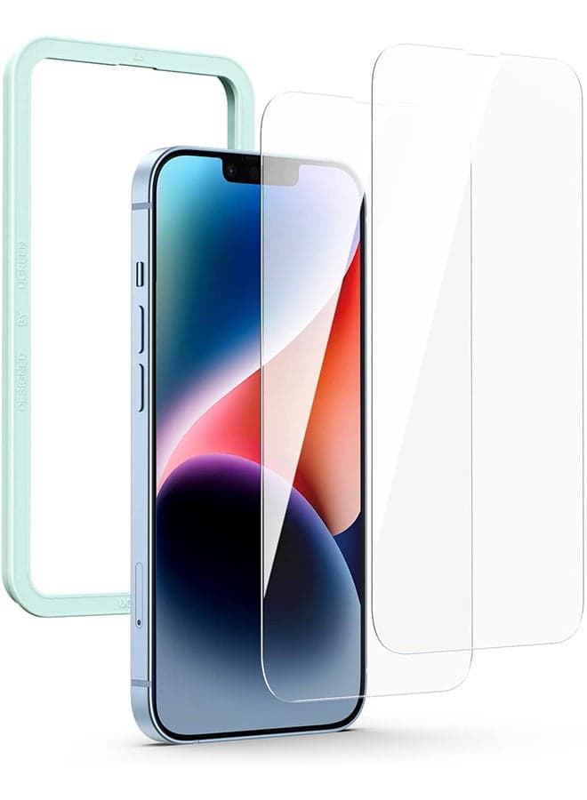 iPhone 14/iPhone 13/iPhone 13 Pro Screen Protector 2 Pack 6.1 Inch Bubble Free HD Scratch Resistant Anti-Fingerprint Tempe Glass Film Full Screen Coverage clear