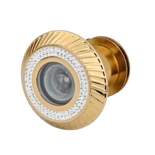 Eye Berry Door Lens 180°Glass Lens Degree Brass +Zink Door Eye viewer with Double Diamond Layer with Perfect Matching for Main Door (Dimond Gold, 35-55 mm)