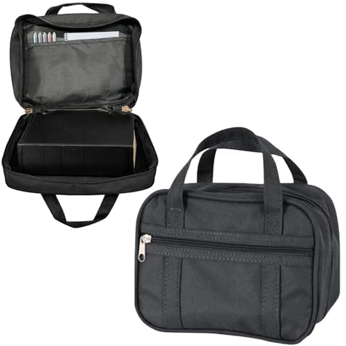 Deseret Deals Durable Canvas Scripture Carrying Case | Protective Holder & Organizer for LDS Quad or Triple Combination | Book Bag for Scriptures (Black)