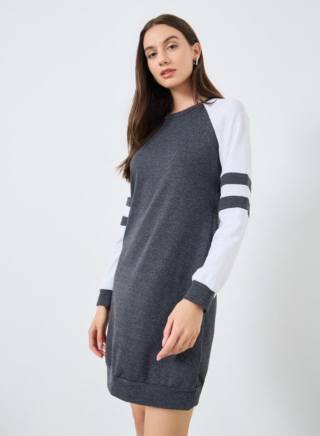 Color Block Reglan Sleeve Mini Dress