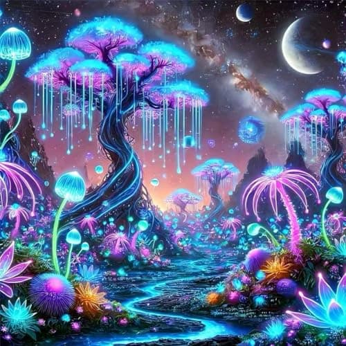 SHICERNHJ 5D Diamond Painting Kits for AdultsDreamy Luminescent Tree Diamond Art KitsDIY Full Drill Diamond Painting Kits Arts and Crafts for Adults Home Wall Deco 14x14 Inch