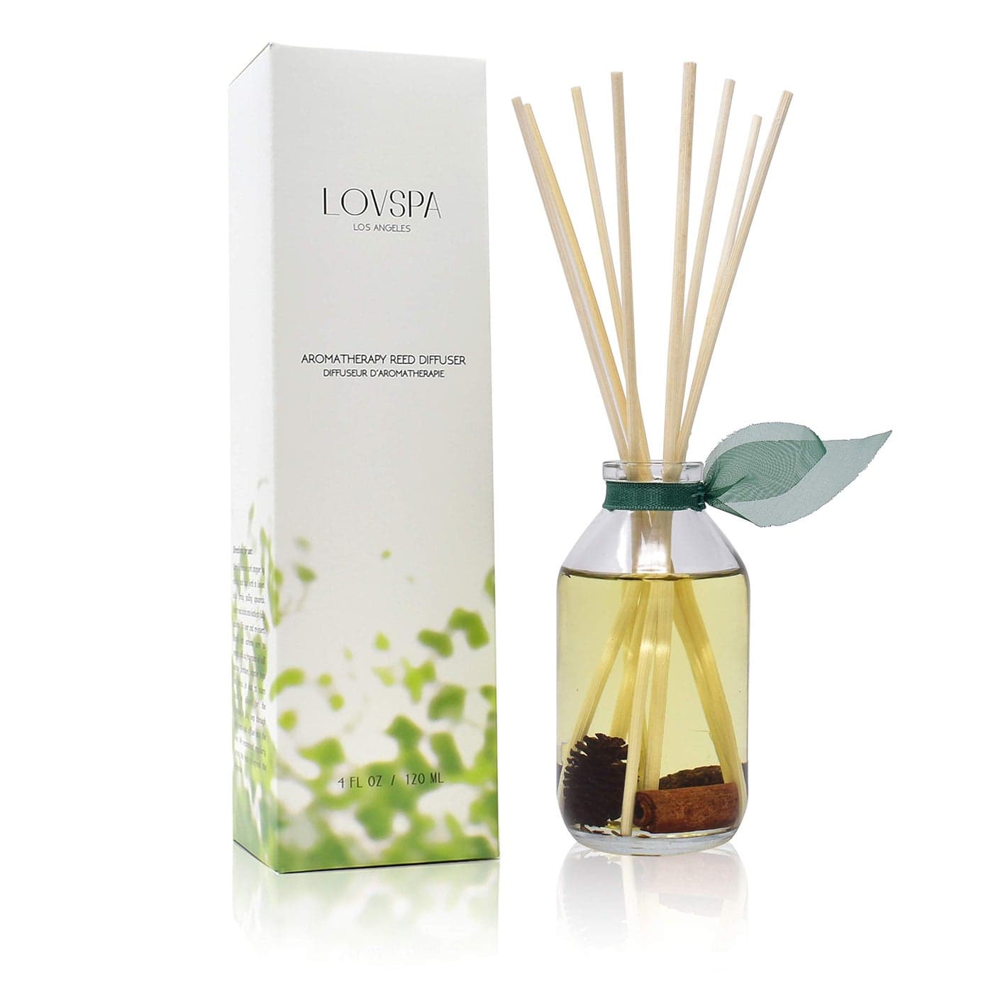 LOVSPA Cinnamon Pinecones Reed Diffuser Set Fir Cinnamon Clove Sandalwood Scent Diffuser NonToxic Oil Reed Diffuser Made in The USA
