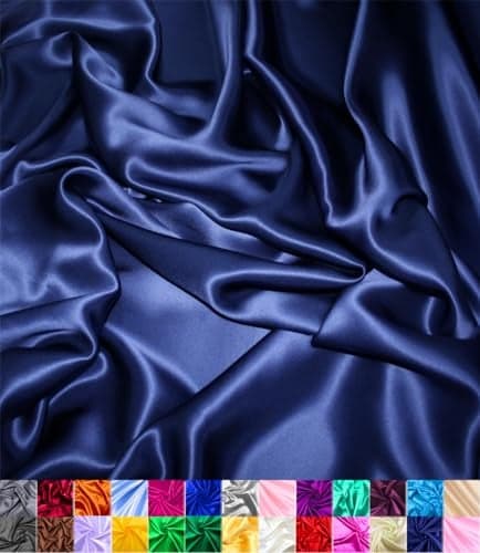 Satin Fabric Decoration Sewing Shiny Luxury 60 Wide Roll Metallic Shiny Upholstery Lining Drapery DIY Crafts Navy 2 Yards